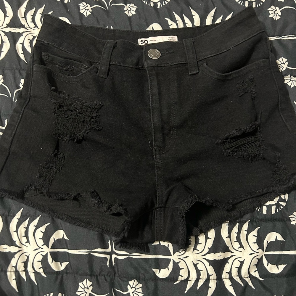 Black jean shorts